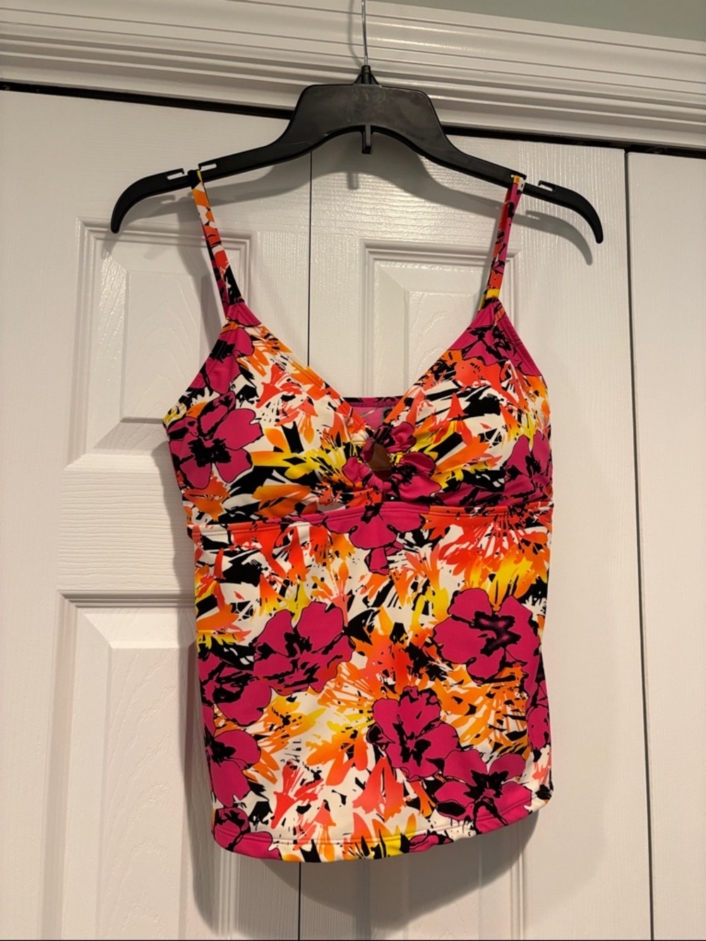 Catalina Floral Swim Top in Pink & Orange